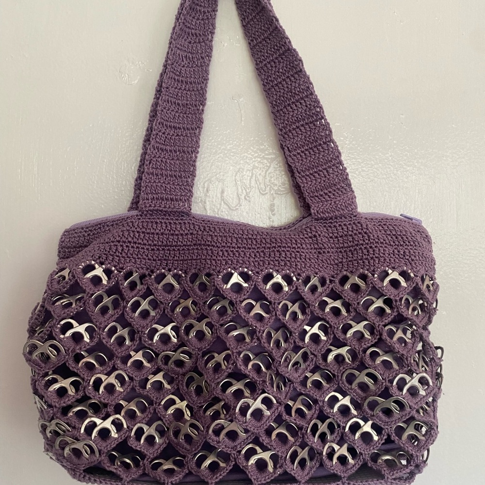 Handmade Purple Crochet Tote Bag - Picture 2 of 7
